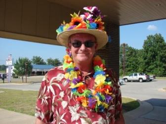 Ron Webb is overly excited about our Luau!