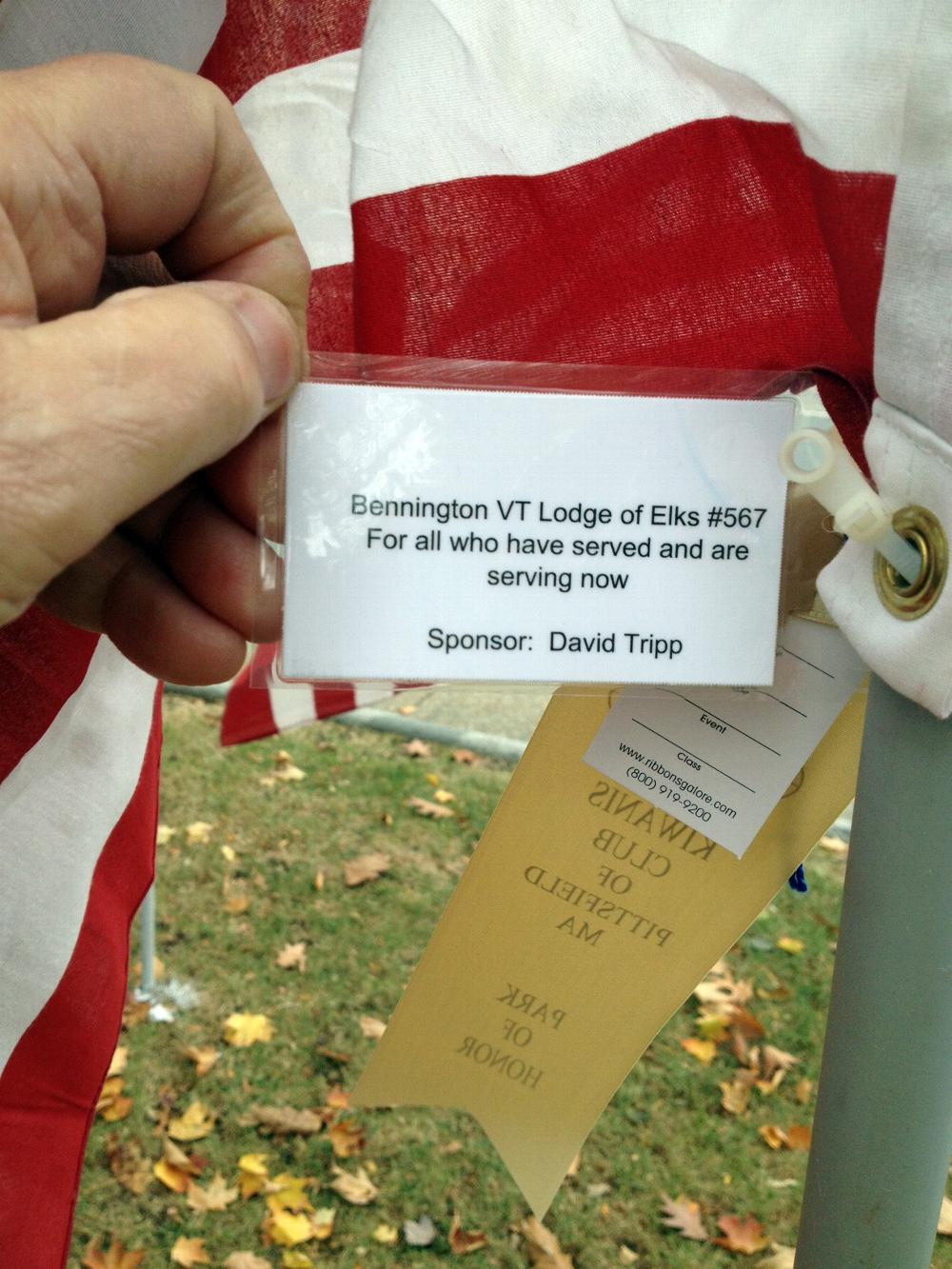 The Pittsfield Park of Honor.  Over 700 flags in  honor of Veterans who have served or are serving.  Bennington Lodge #567 is represented.