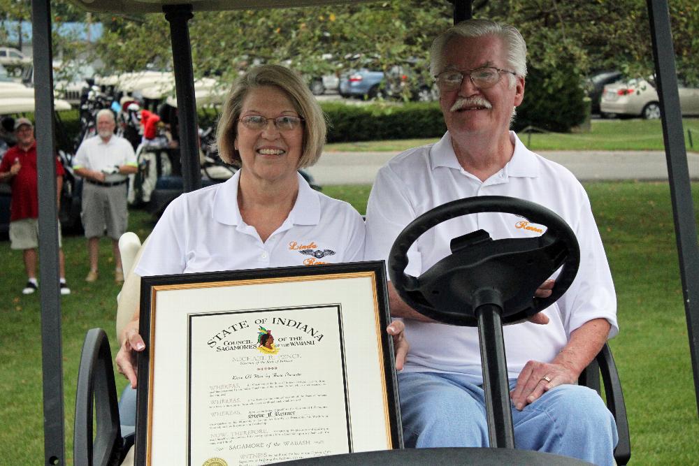 Steve Renner, pictured here with wife, Linda,
was awarded the Sagamore of the Wabash from
the State of Indiana. Congratulations!