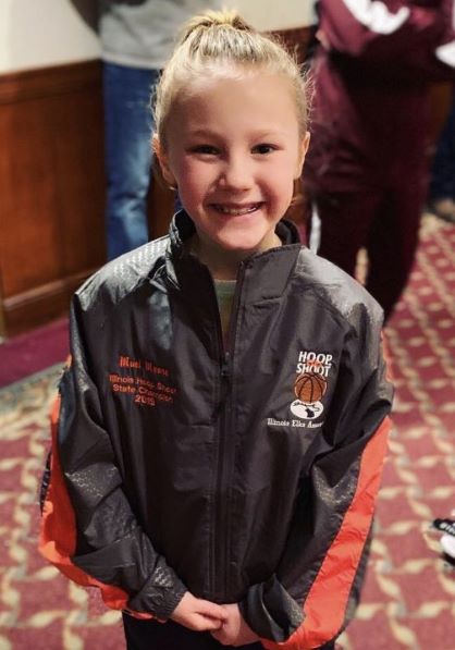 Maci Moore captured the 1st place title in the 8-9 year old girls division in the Regional Hoop Shoot Contest.  Next up, National Contest in Chicago.  GOOD LUCK!