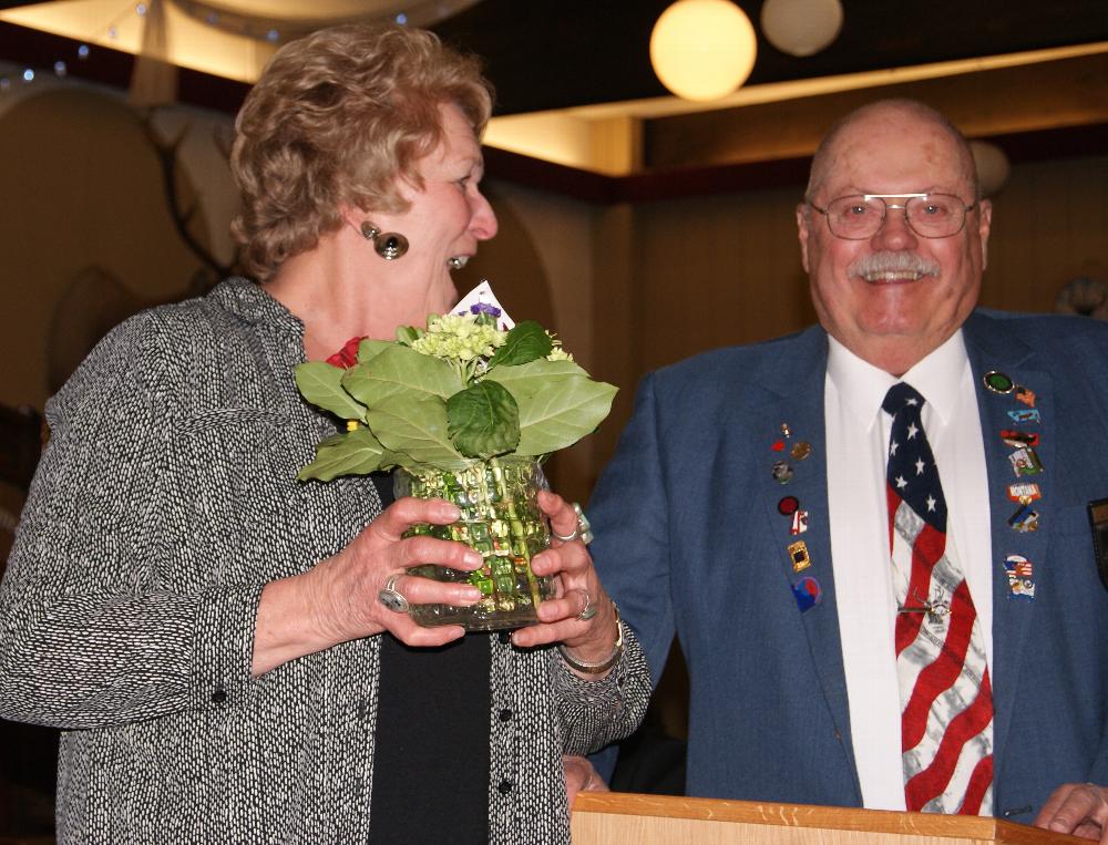 Our Exalted Ruler on his last night giving flowers to his sweetheart Caroline and thanking her for always being there! 