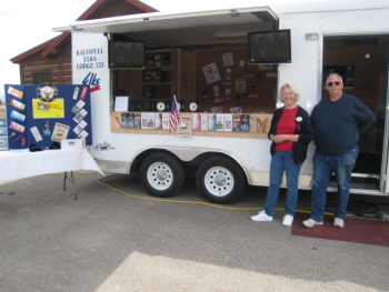 P.E.R. Candy Stephens & Lodge Sec./ P.E.R. Bob Stephens pose with the Kalispell Elks #725 New Drug Awareness Trailer. 