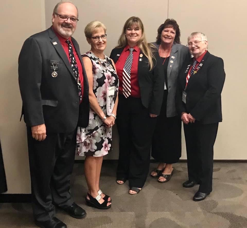 GER Kieth Mills, First Lady Amy, Elizabeth Wood, Janeen Lembke, and Carole Boudine at State Convention in Billings Montana 2021.