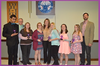 Pictured are some of the students receiving awards along with: From Left to right, Cortland Lodge ER John Pinto, Cortland High School Health Cordinator Amy Johnson, and City of Cortland Mayor, Brian Tobin.