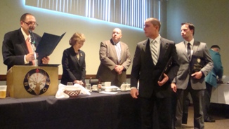 Lawman Dinner and Awards Ceremony. Presentation of awards.  Seen are the two winning officers. 