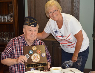 Cortland Elks deliver packages to Vets:  This is Paul Lang, he is a 70 year plus member of the Cortland American Legion City Post 489 and one of our Veterans we visited at Walden Place Assisted Living Home.   