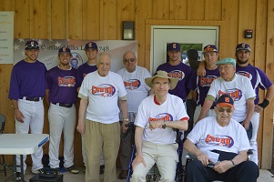 Pictured with Veterans are members of the Crush baseball team that played a game in their honor.  By the way, they won! :-)