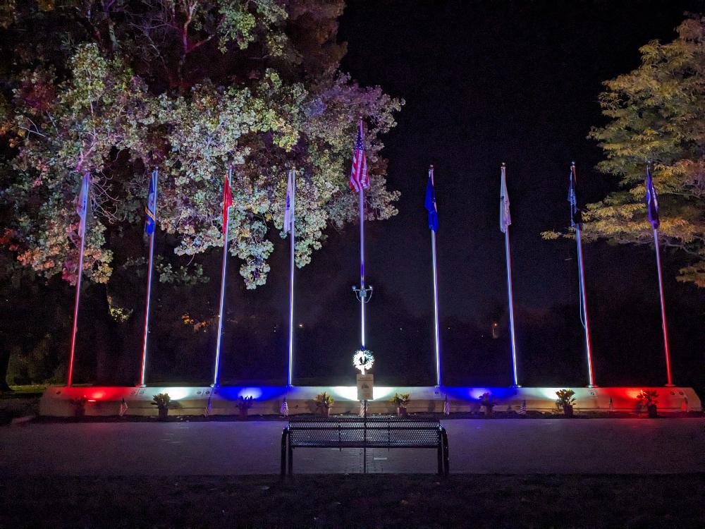 The view of the Memorial at night.