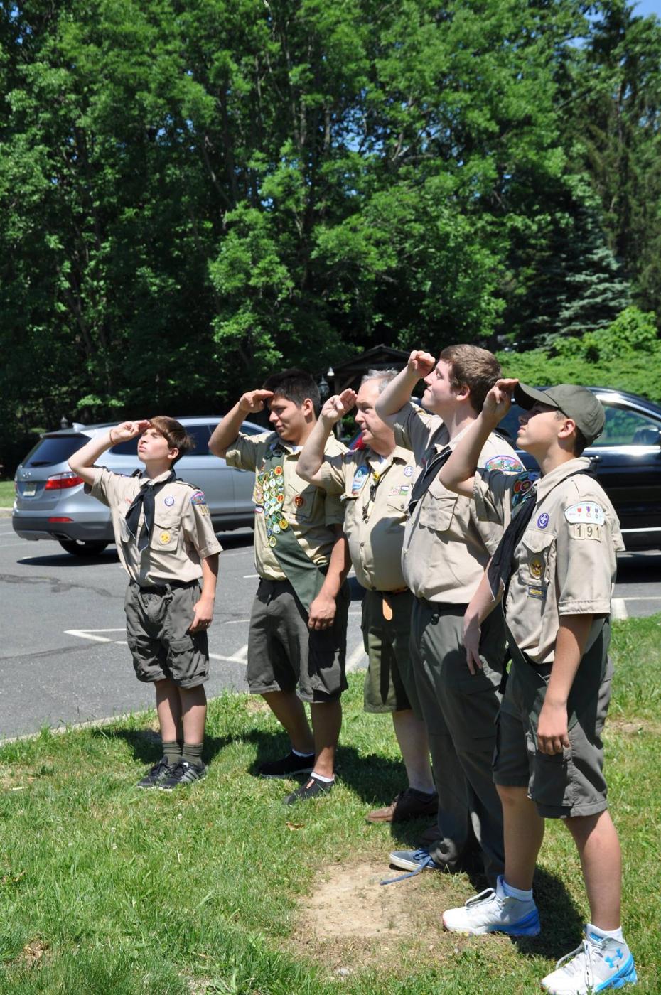 Members of Boy Scout Troop 191 assist with the Flag Day Ceremony - 2016