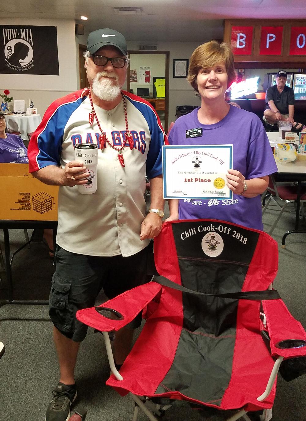 2018 Cleburne Lodge Chili Cook Off Winner