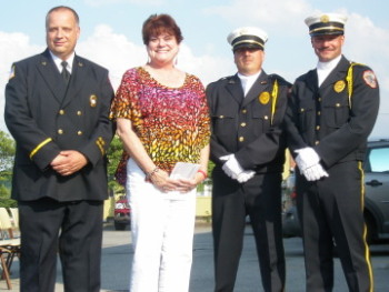 Flag Day 2012 ER Stephanie Radford with Johnson City Fire Department Honor Guard