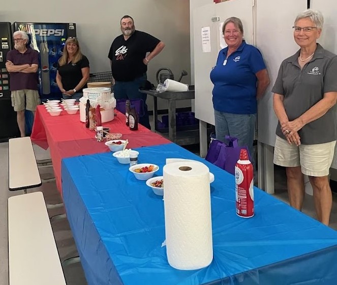 Our Elks went to Thurman Brisbane Homeless Shelter to have an Ice Cream Social and provide some books and Drug Awareness information to the children and parents.  Pictured(L to R) Harold Marciari, Rose Kluxen, Linnie Lee Baker, Lisa Baker, and Elizabeth Dameron