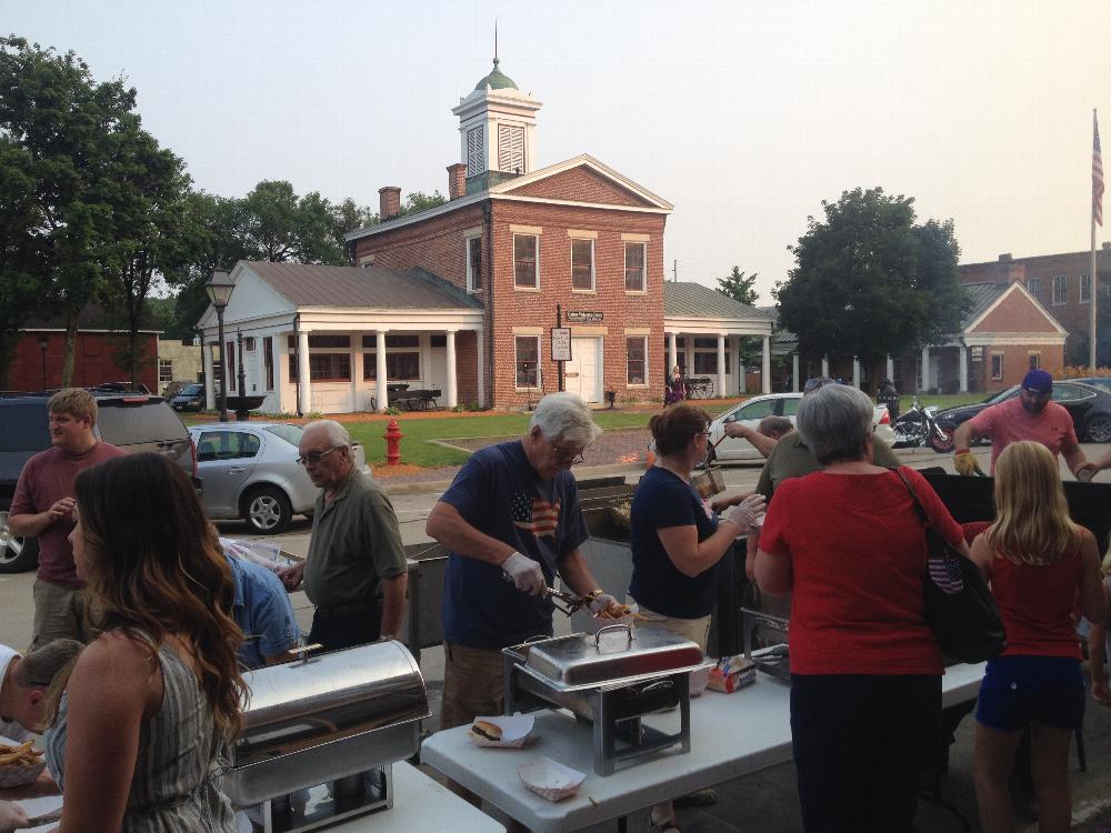 4th of July cooking outside our back door, Old Market House in background