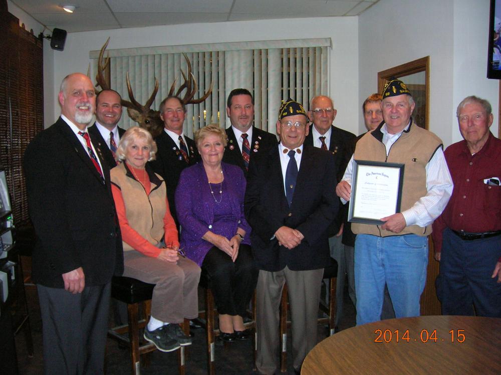 Members of Galena American Legion thank Galena Elks Lodge for all they do for veterans.  April 2014