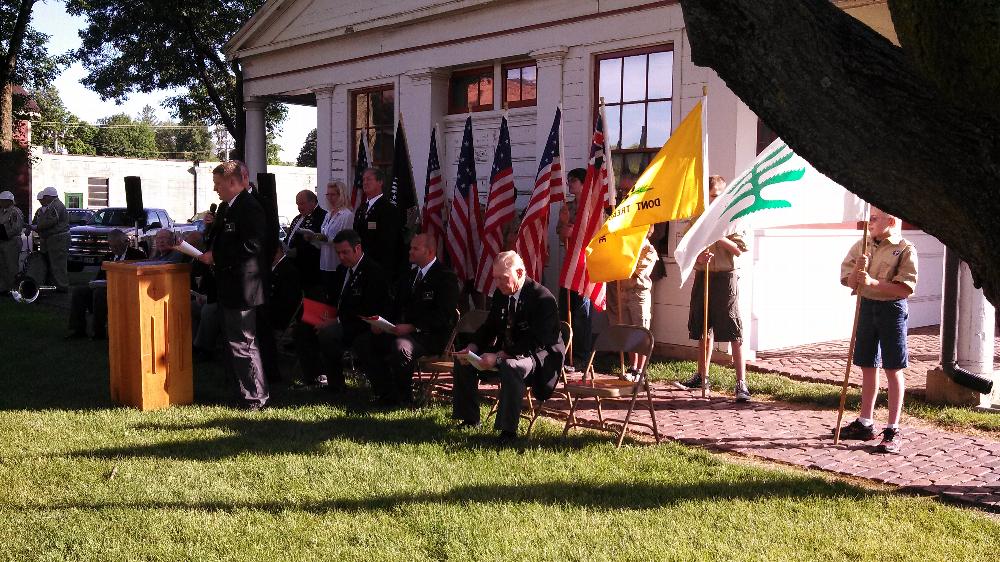 Flag Day 2014:  on the grounds of the Old Market House in Galena, right outside the Lodge back door.  Officers were assisted by PER's and Galena Boy Scouts.