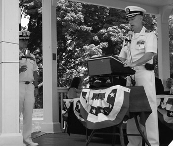 May 2012: Capt Rob Crowe, of the Navy's SUPSHIP office at Bath Iron Works, honoring the names of America's lost servicemen in Bath's 2012 Memorial Day services