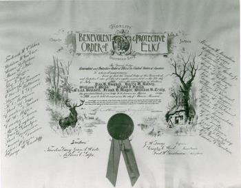 This is a photo of the original Charter granted July 20, 1906 to the Macon Elks Lodge #999.  