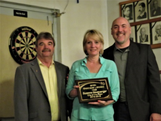 2019 Elk of the Year, Suzanne Newswanger with ER Steve Gregory and PER Zach Newswanger