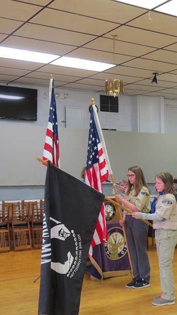 Scouts from Troop 38 presenting the flags