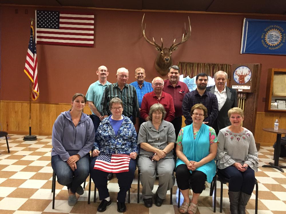 New Lodge members September 2018 front row L to R Lexie Westphal, Linda Mork, Denise Huber, Marie Schumacher, Georgia Smith, 2nd Row L to R Steve Gebur, Westly Stern, Hassan Niazi, back row L to R Garry Johnson, Nick Westphal, Rich Wilson and Ray Huber