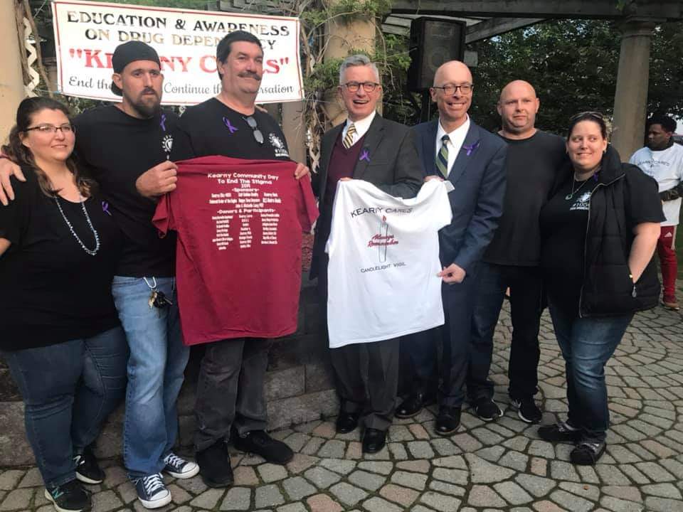 The Kearny Elks Drug Awareness Committee is in full force at the annual Kearny Cares Candlelight Vigil. This year's key note speaker was former NJ Governor James McGreevy. 