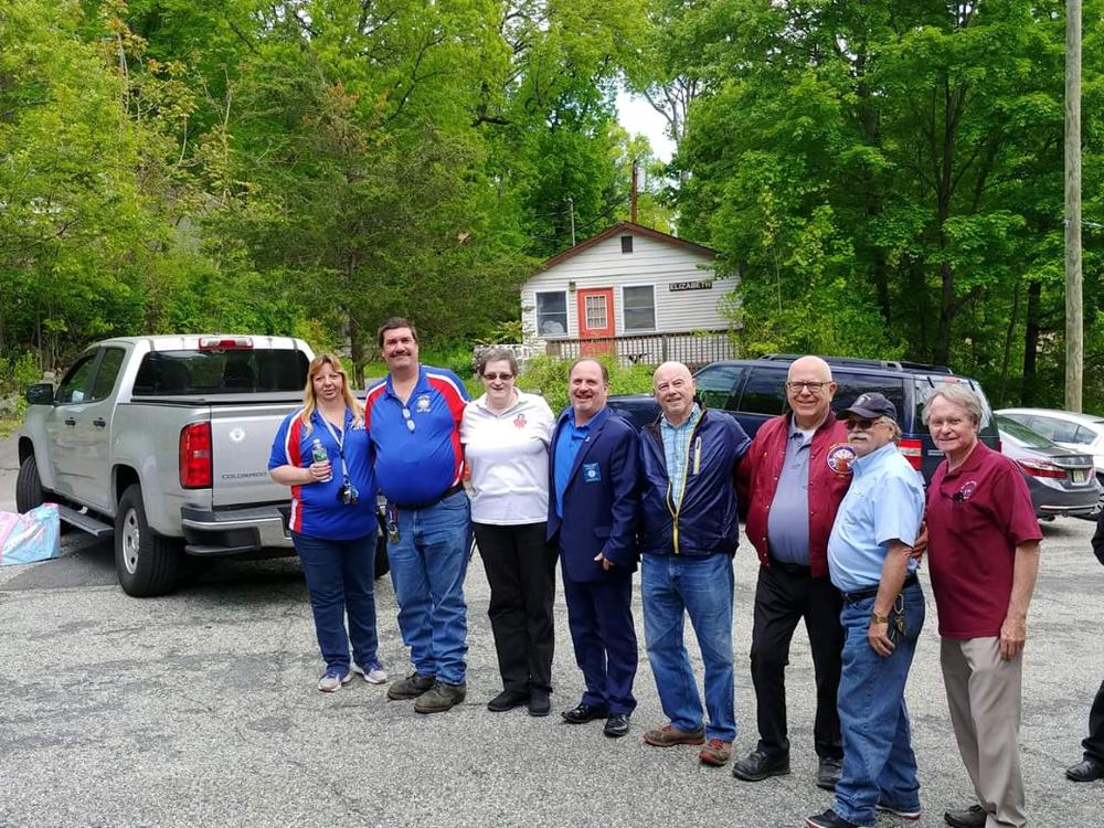 The Kearny Elks, NJ State President Anthony Alfonso come together with various Elks from throughout the state to "welkcome" a donation of 24 mattresses for Elks Camp Moore.