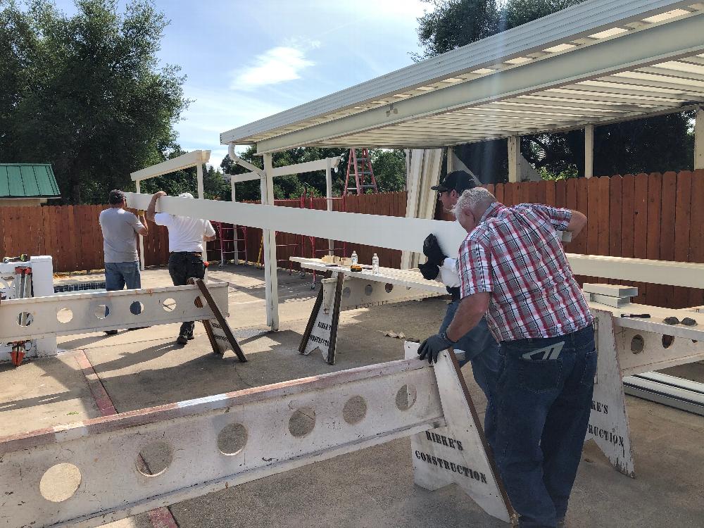 "Wrecking Crew" Mike Payne, Doug Laird, Dave Wright & Ken Rieke building new poolside shade structures