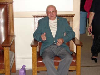 Trustee Chairman Ed Finnigan at Officer Installation.  Thumbs up, Buddy.