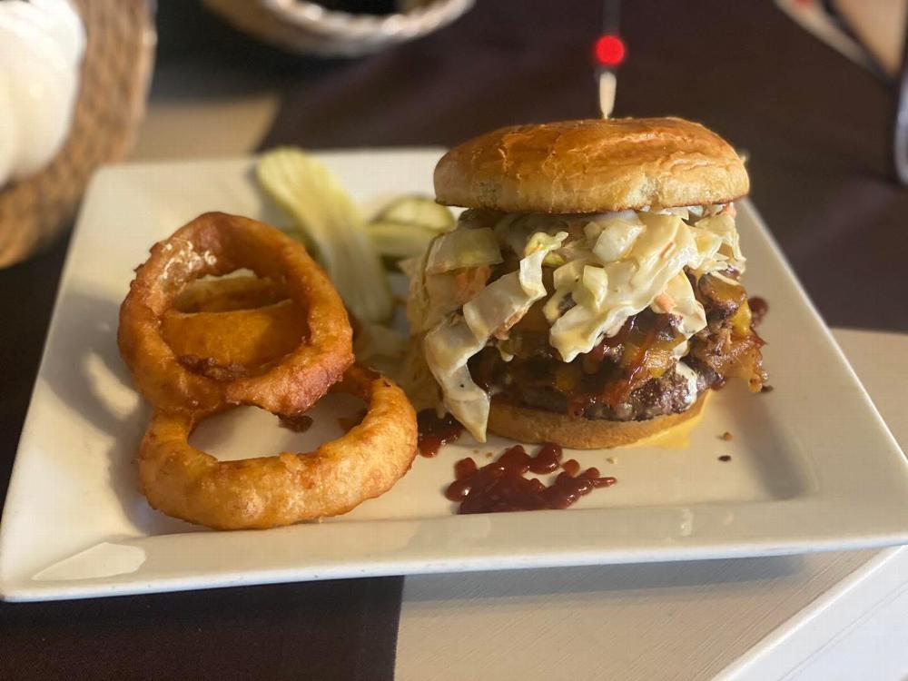 Hamburger and Onion Rings