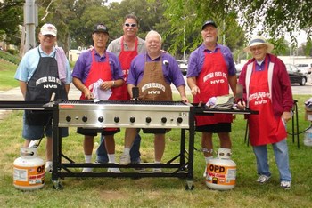 Whittier Lodge members setting up for the BBQ Lunch at Brentwood VA Hospital 11/3/2006