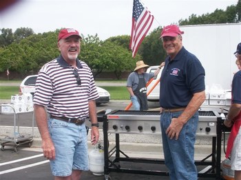 Getting ready to fire up the grill.  Over 600 hamburgers and 200 hotdogs were cooked.