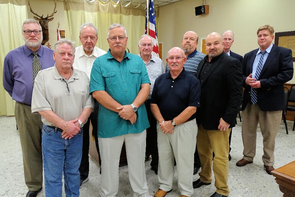 New Members for December 2018
Front (L-R) Larry Dempsey, Tom Morse, Jerry Flower, Michael Bartos; Rear (LR) Eric Olsen Michael Powell, Jerry Gidden, David Montgomery, Al Dupey, John Flynn