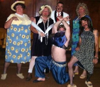 Some of the "Guys" having fun during the 2006 She's Miss Something Else Dinner.  L-R Dennis Mathis, Keith Walters, Ken Saylor, "She's Miss Something Else" Winner ER Michael Knutson, Randy Bratcher and center Gene Day.