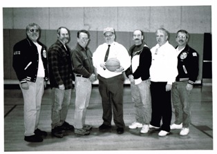 Memories - 1995 Elks Hoop Shoot Committee for Lodge #1393 - l to r, Don Chesnel, Mike Lagueux, Leo McCluskey, Richard Tremblay, Tom Ducharme, Bill Butland, Dan Bernard.