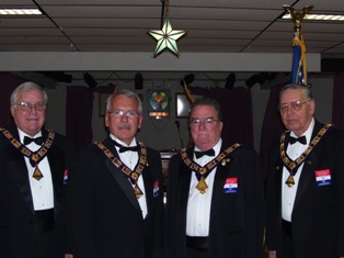 The 2008-2009 District Deputy Suite for Dan Bernard,PER,PDD was totally comprised of Rochester Elks Lodge Past Exalted Rulers and Past District Deputies. L to R, Don Chesnel, PER,PDD,PSP,PGLC, Esquire; Dan Bernard, PER, PDD; Leo McCluskey, PER, PDD, Lodge Chaplain and Gerard Gravel, PER,PDD,PSP,PGLC and Lodge Treasurer.  