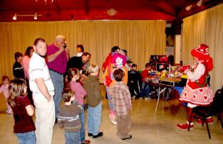 Gifts being distributed to the children at the Elks Annual Children's Christmas Party.