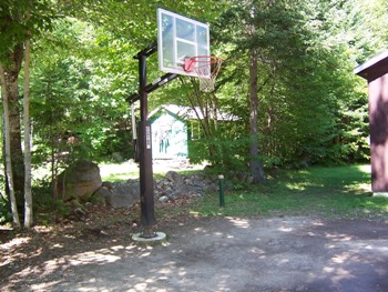 Basketball backboard and game area - Copper Cannon Education and Learning Center, Franconia, NH. 