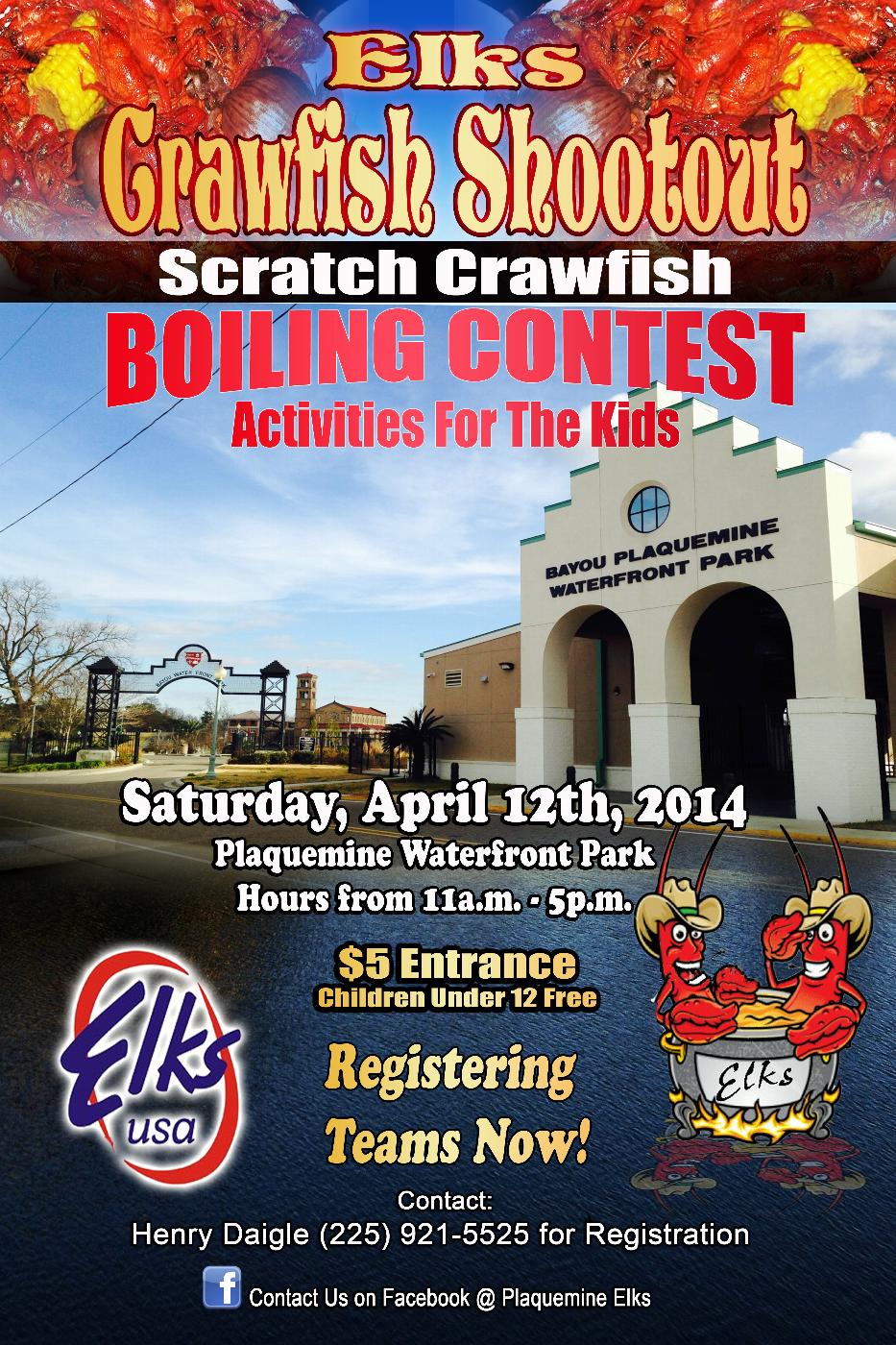 3rd Annual Elk's Crawfish Shootout - Plaquemine Waterfront Park