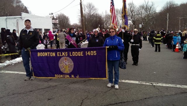 Cathy and Randy Schemp leading the Boonton Elks at the Fireman's Christmas Parade (have we mentioned it was very cold, brrrrr)