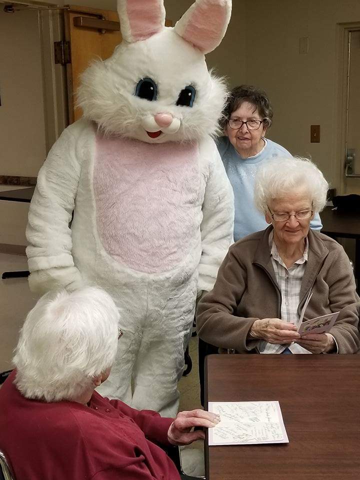 Easter Bunny make his visit to all local nursing homes and schools