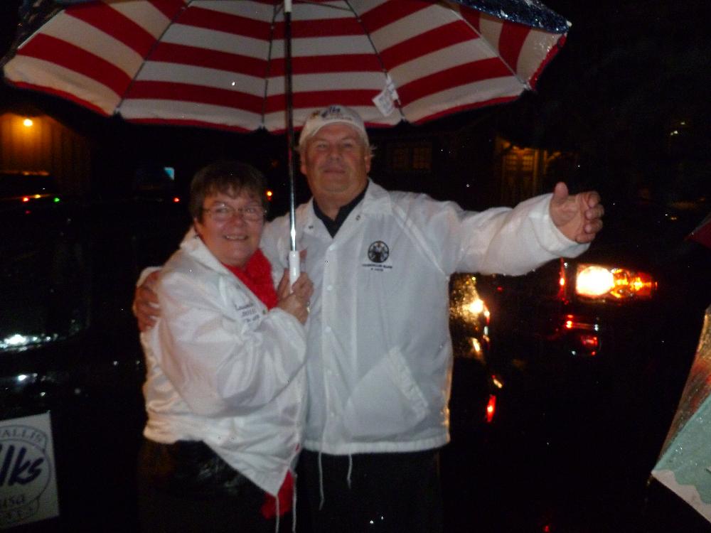 PER Mike Smith and wife never let the rain stop them from enjoying our Elks Events!