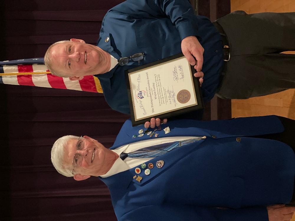 Elk member Wayne Lunday (R) was honored as the 20-21 Citizen of the Year