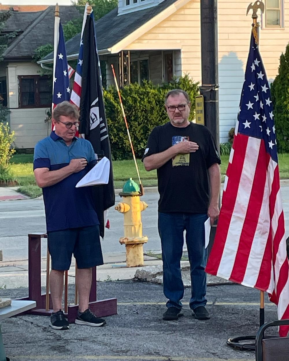 Flag Ceremony June 2021 with Tony Zeman and Bob Rolewicz.