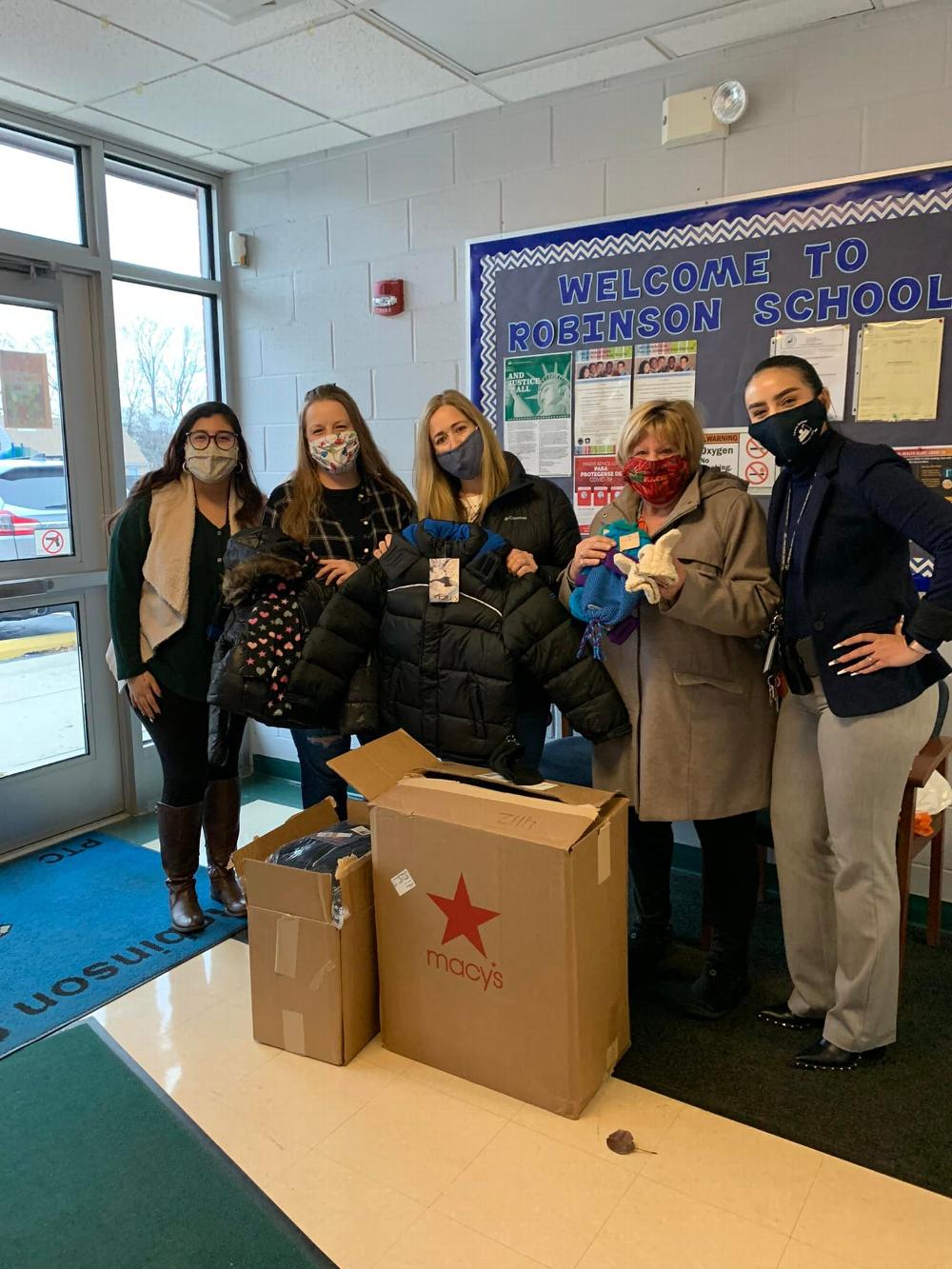 A big shout out to those who helped with the coat drive (three in center from left to right), Nicole D'Alessandro, Alicia Kolasa and Peggy DeGuide.