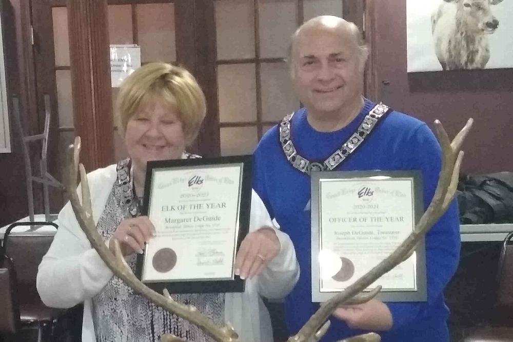 Congratulations to Elk Officer of the Year Joe DeGuide and Elk of the Year Peggy DeGuide! 

Both very deserving of the awards, thanks for all you have done and continue to do for our lodge and therefore all of Elkdom!
