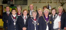 Officers for 2012/2013.   Pictured:  Front l-r, Angie Green- Loyal Knight, Alma Almeida-Chaplain, Joan Roth-Treasurer, Dianna Kuen-Trustee, Heide Stover-Trustee, Dena Shaw-Organist.  Back l-r, George Quel-Inner Guard, Joy Rink-Secretary, Claude Howerton-Exalted Ruler, Anne Bruno-Tiler, and Ronna Mason-Leading Knight.
(missing are Ralph Young, Lecturing Knight and Ron Schilffarth-Esquire.