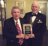 Bert Marple named "Veteran of the Year" by the Highland's Veterans Council. Council President Rick Ingler presented the award to Bert.