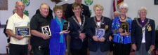 ER Dick Holmes presented the following awards the night of Installation on 3/17/12.  Many people work very hard for this Organization and pictured here are those who went above and beyond:  l-r  Richard Thompson – Elk of Year, Gerald Hibbs – Officer of Year, Shirley LaCount –Citizen of Year, and Anne Bruno, Dianne Kuen, Donna Barnhart and Heide Stover received Special Appreciation plaques.