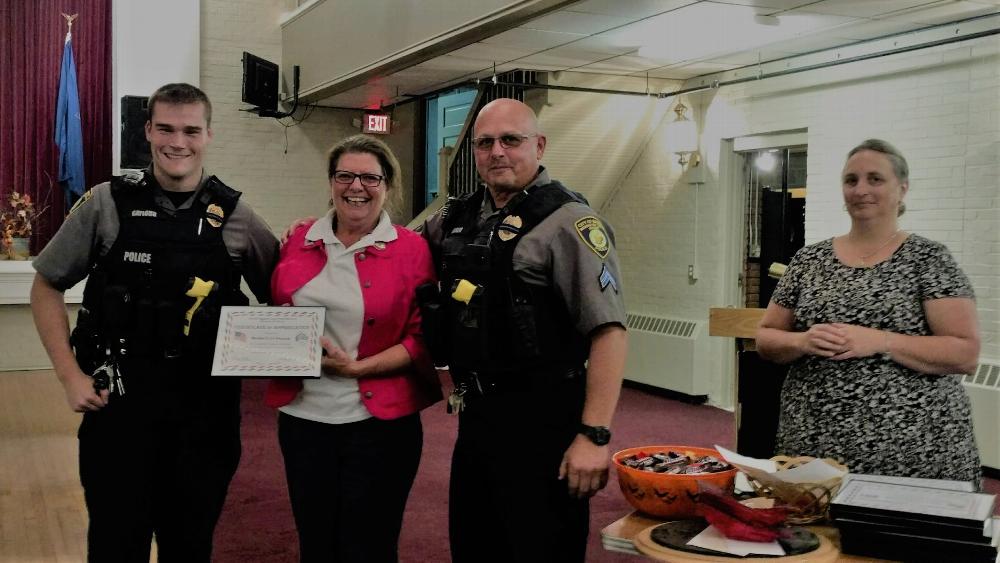 Barre City Police accept Certificate of Appreciation  at First Responder Dinner 