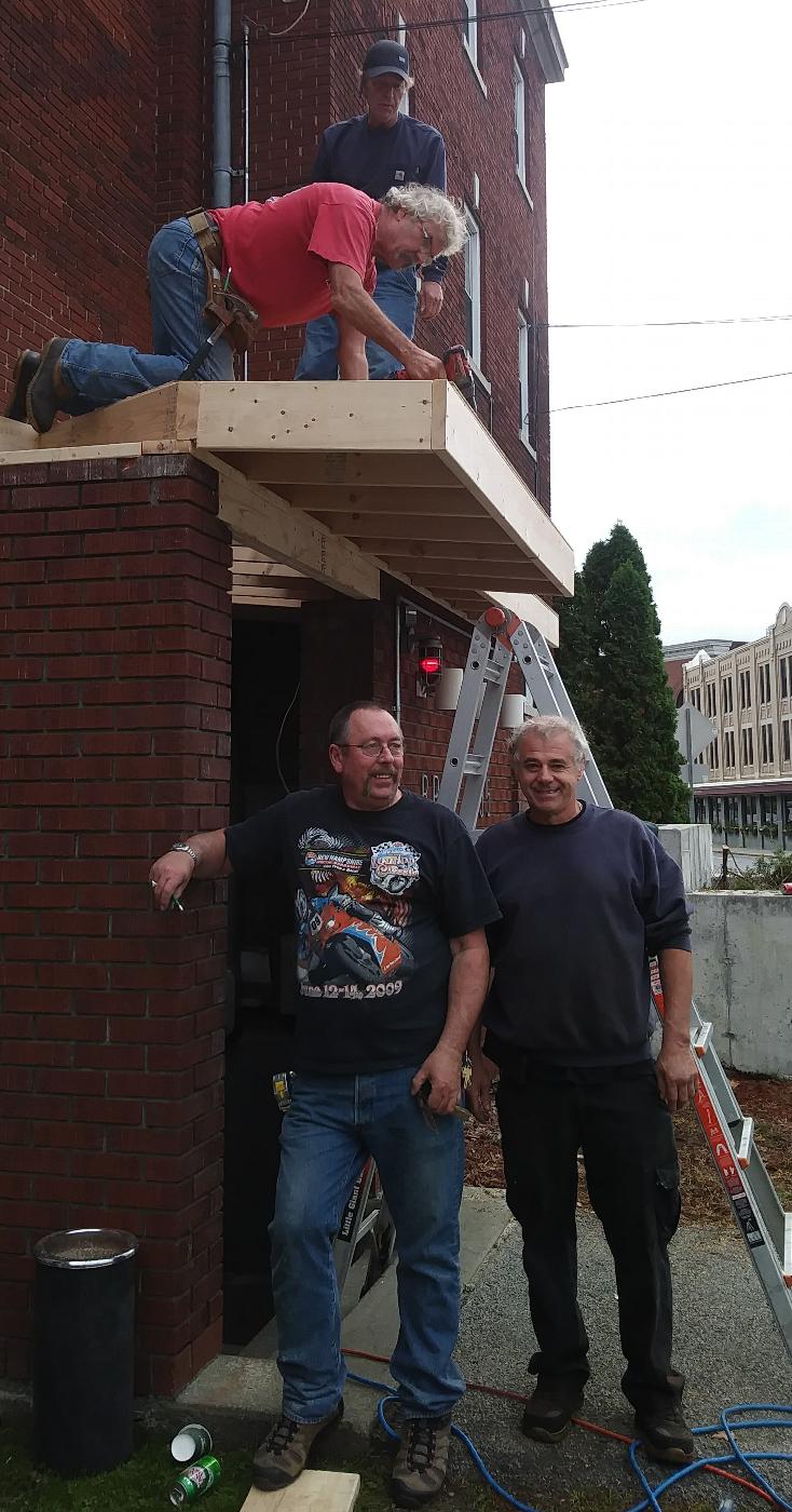 Volunteers!  New Roof at Member entrance.  Barre Lodge has the BEST Members!